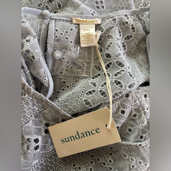 Sundance Lucille Lace Eyelet Dress, Gray - Picture 8 of 8